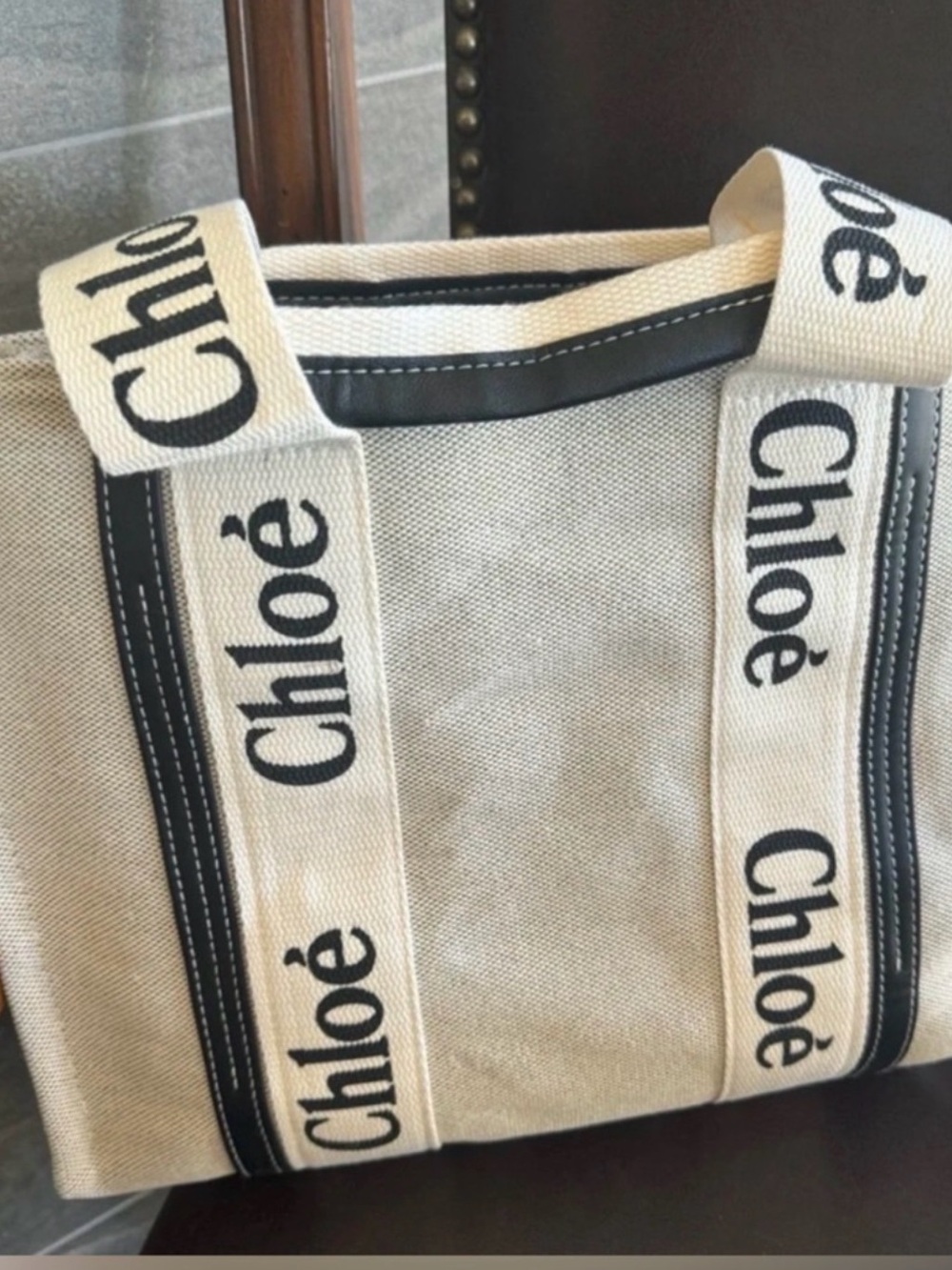 Chloé Woody Medium CANVAS Tote Bag $1,295.00 - Picture 8 of 13